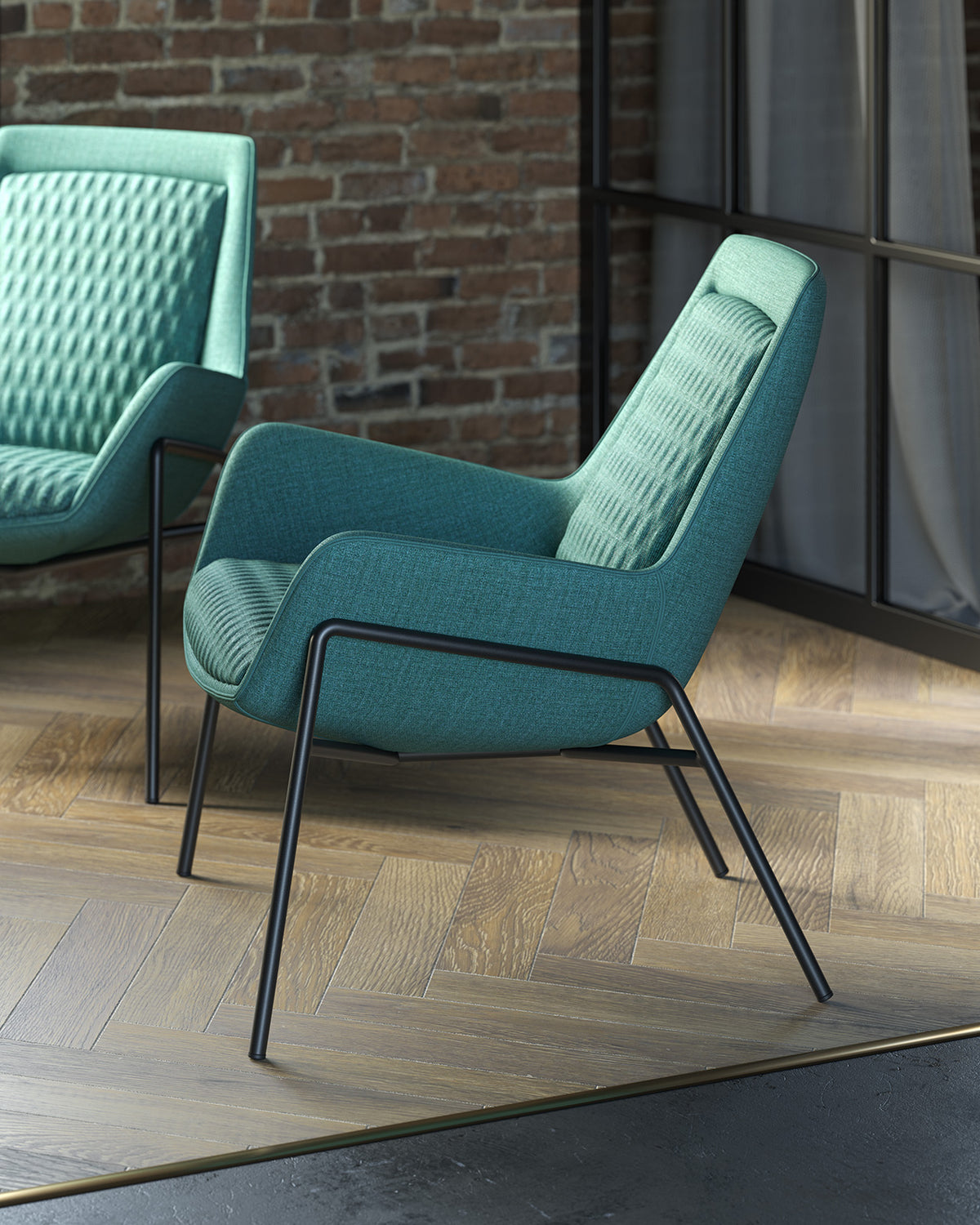 Samba Low fauteuils in petrol in interieur