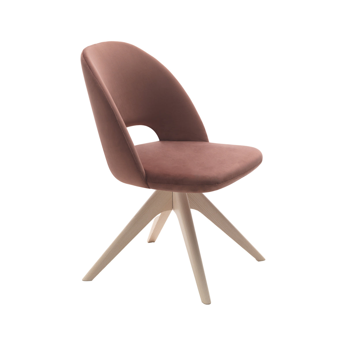 Swing Senza stoel in roze op houten spinvoet