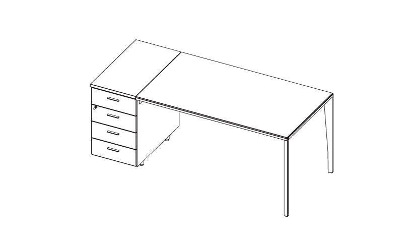 X5 hoekbureau met ladenblok 3+1