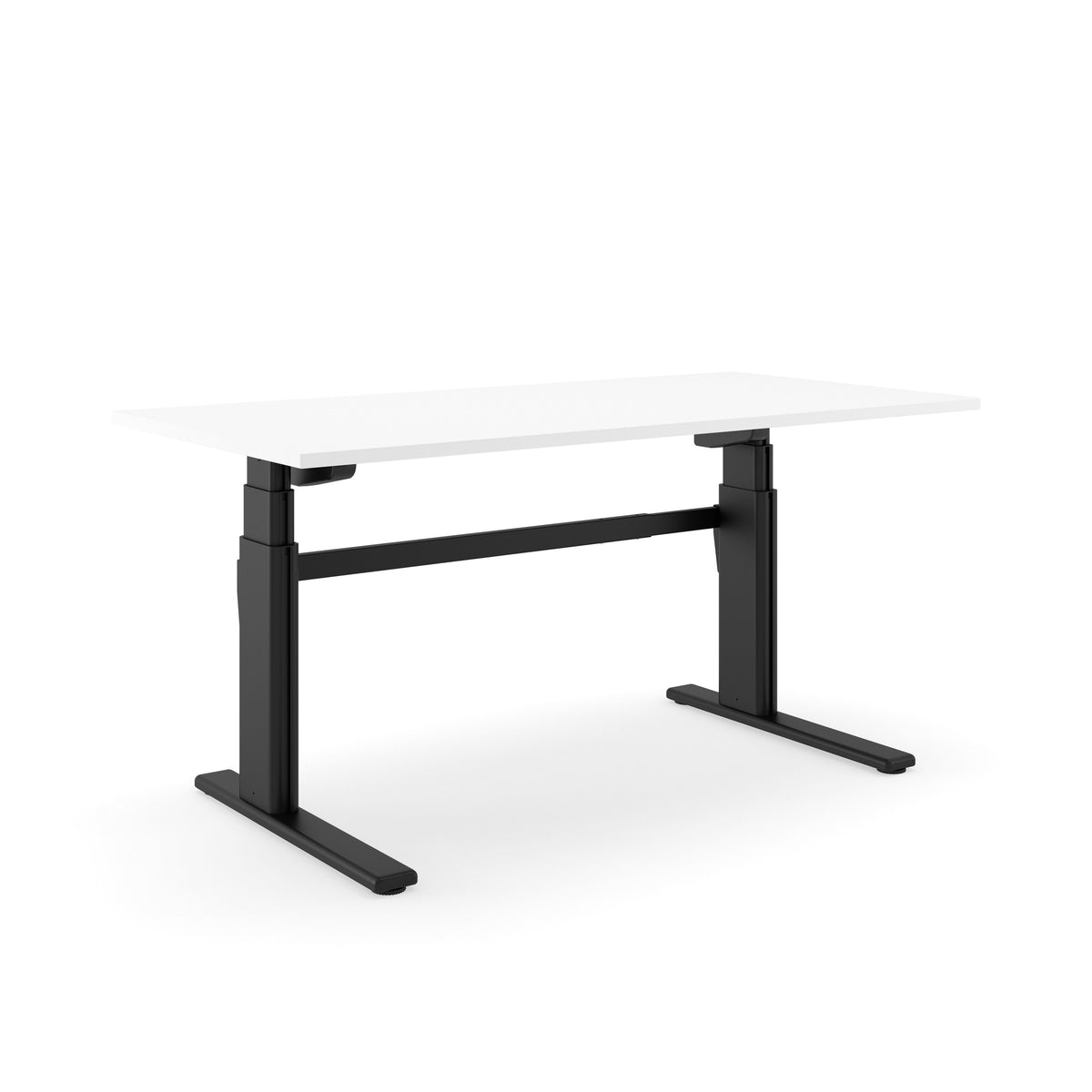 Elektrisch zit-sta bureau AF 250 met wit blad op een zwart T-frame