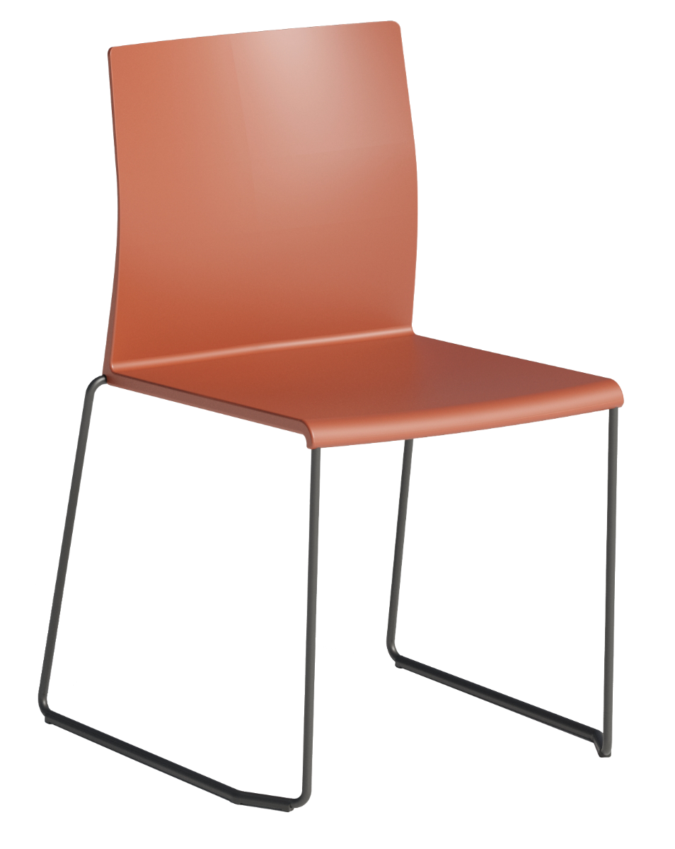 Artesia vergaderstoel in terracotta met zwart sledeframe