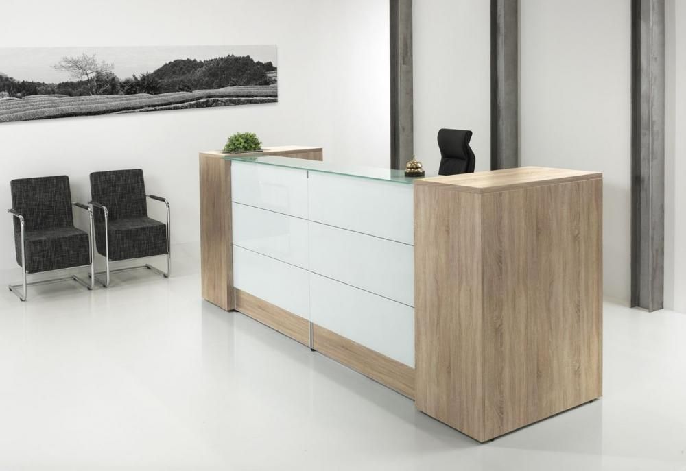 Ontvangstbalie Manager in midden eiken, 288 cm breed
