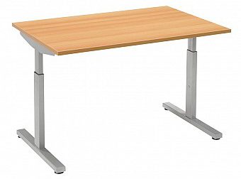 Bureau Facto met licht eikendecor blad op een grijs onderstel