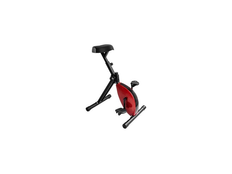 Bureaufiets met zwart frame en rood vliegwiel