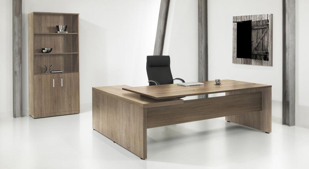 Directiebureau Manager L Exclusive in eikendecor met aanbouw en kast