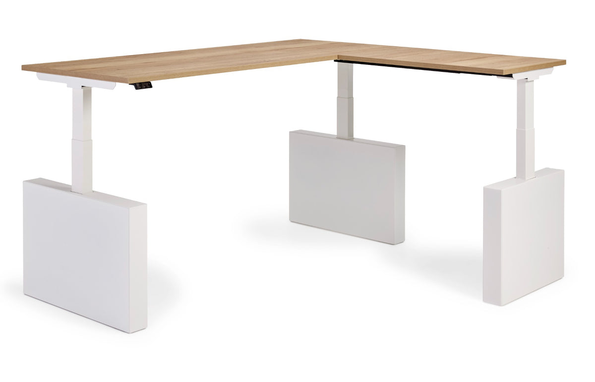 Flex 3+ wang hoekopstelling met witte wangenpoten, bladen in verhoogde stand