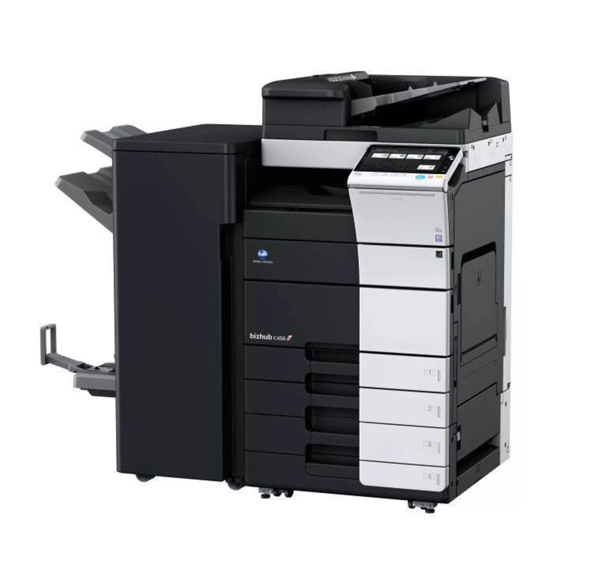 Konica Minolta bizhub C458 kleuren-multifunctional met papierladen en kantelbaar bedieningspaneel