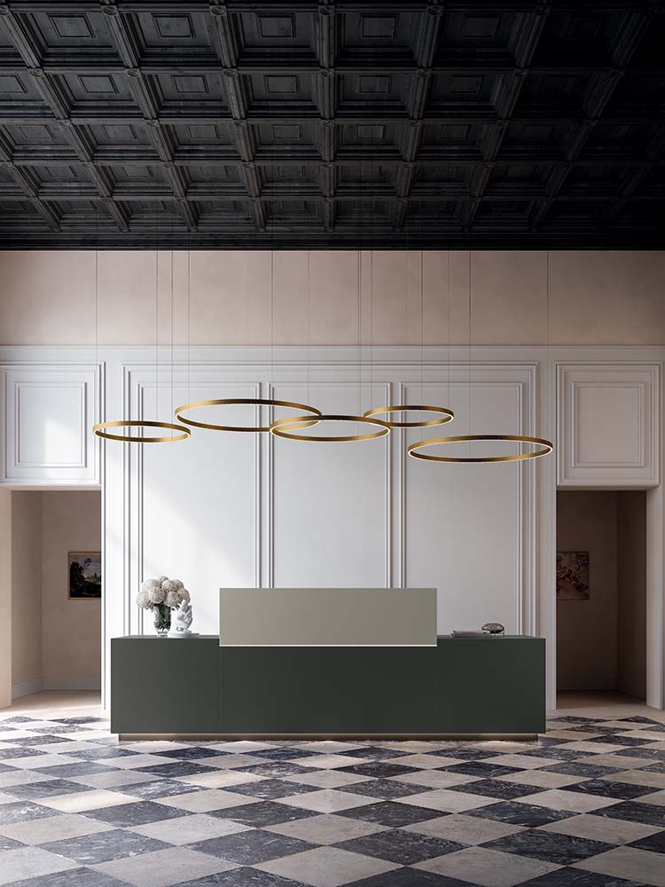 Detail van de ring met de diffuser waarachter de LED zit