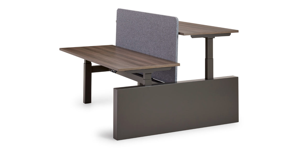 Flex 3+ bench H+wang met antracietgrijze wangenpoot aan een zijde en grijs akoestisch scheidingsschot
