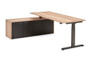 Flex 3+ manager T-frame met zwarte aanbouwkast van 165 cm en antracietgrijze T-poot