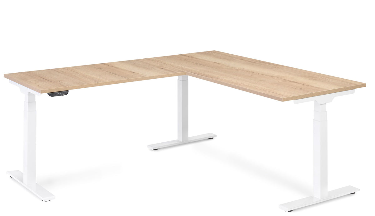 S-Line hoekopstelling met wit frame en houtdecor bladen, zonder accessoires