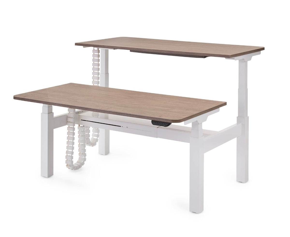S-Line bench met wit frame, een blad in stahoogte