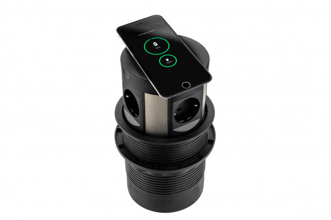 Pop-Up meeting met stroom, USB en draadloze lader