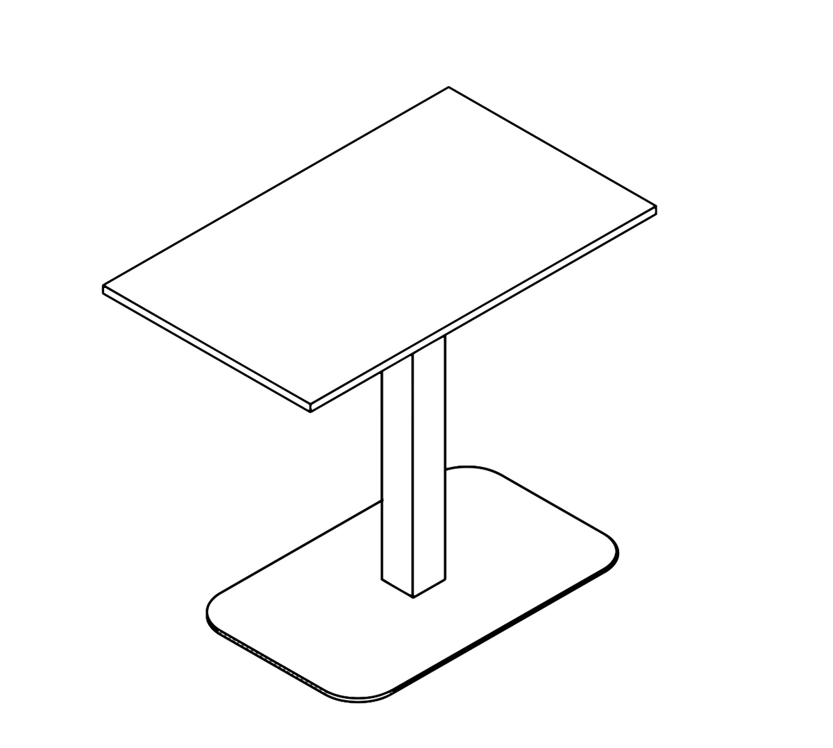 Maatvoering van de Mara 258 XL kolomtafel