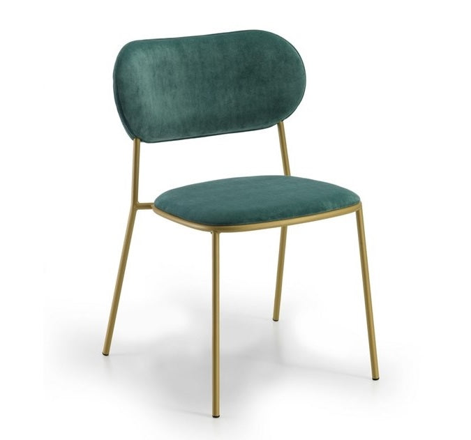 Nuta Light vergaderstoel met groen gestoffeerde ronde rug en zitting op een goudkleurig vierpootsframe