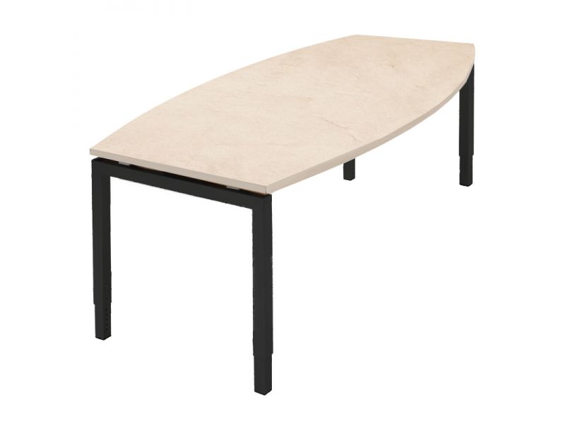 Tonvormige vergadertafel Qfour van 240 bij 120 cm op een metalen onderstel