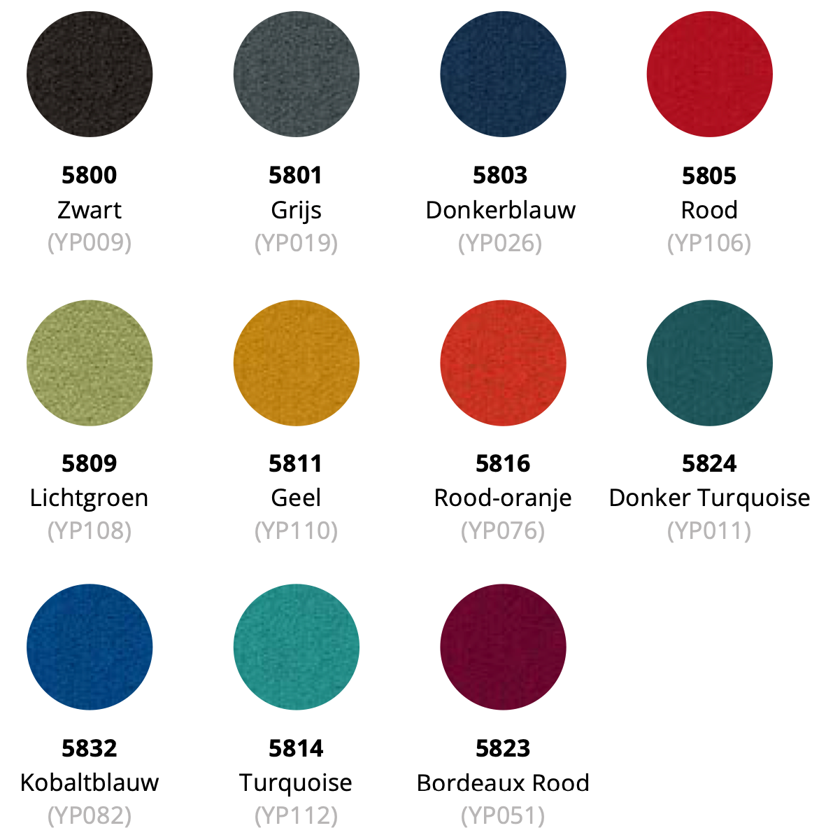 Se7en Sam LX151 bureaustoel, kleurkaart met stofkleuren
