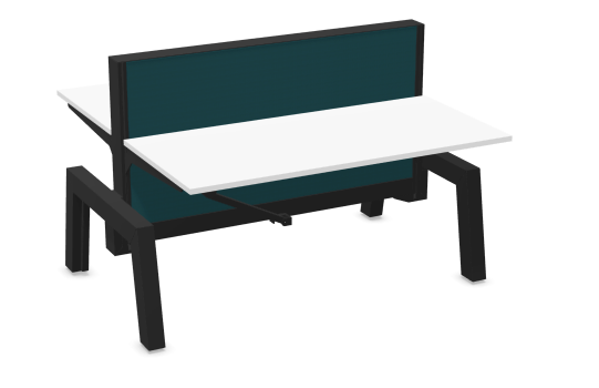 Max Hybrid duo elektrisch bureau met wit blad, zwart frame en groen scherm