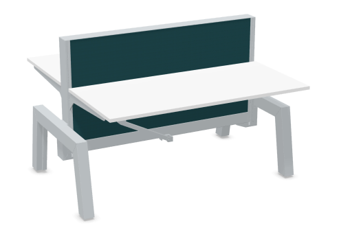 Max Hybrid duo elektrisch bureau met wit frame en groen scherm