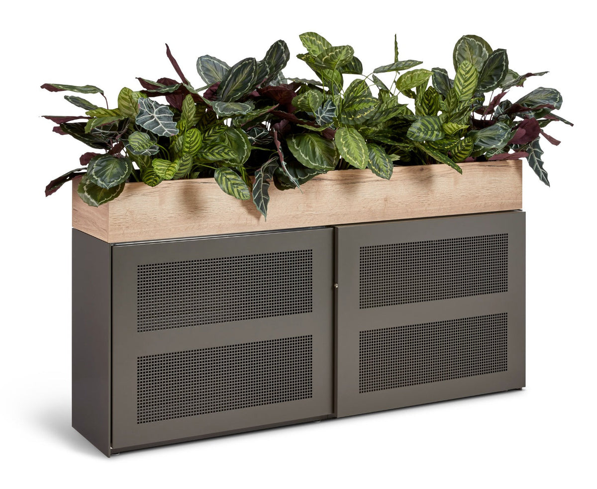 Schuifdeurkast Slide & Go met beplante melamine plantenbak op de kast