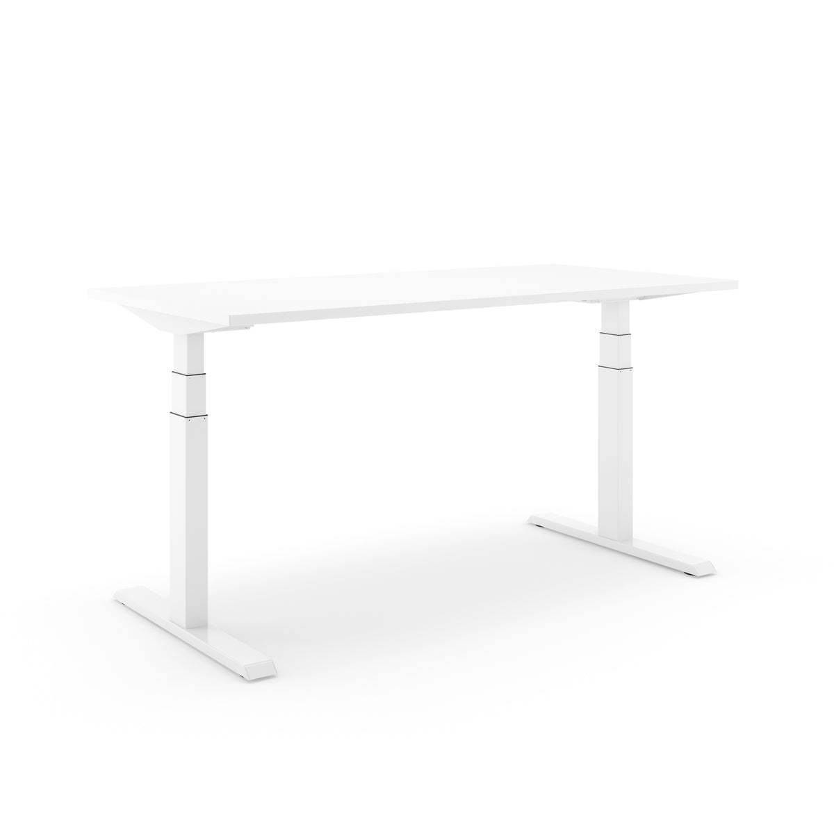 Elektrisch zit-sta bureau SF 670 met wit blad op een wit T-frame met telescoopkolommen