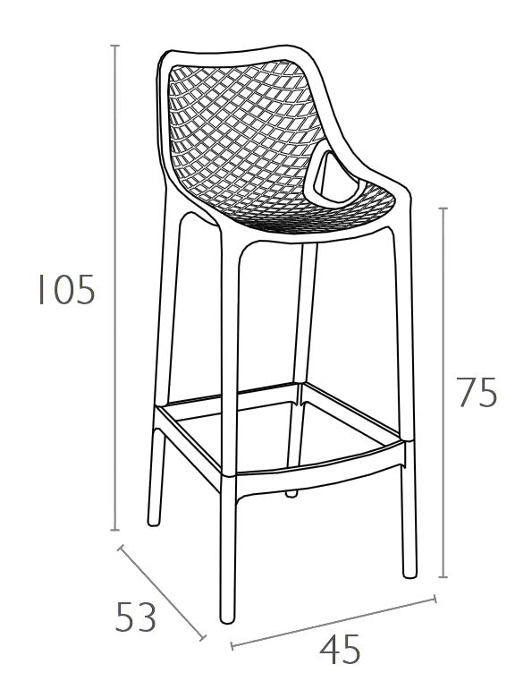 Air 75 barkruk maatvoering