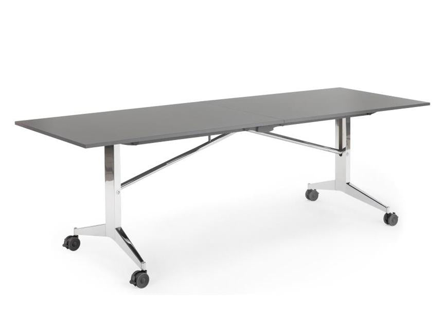 Mara Timmy Libro vouwtafel met antracietgrijs blad op een verchroomd klapframe met wielen